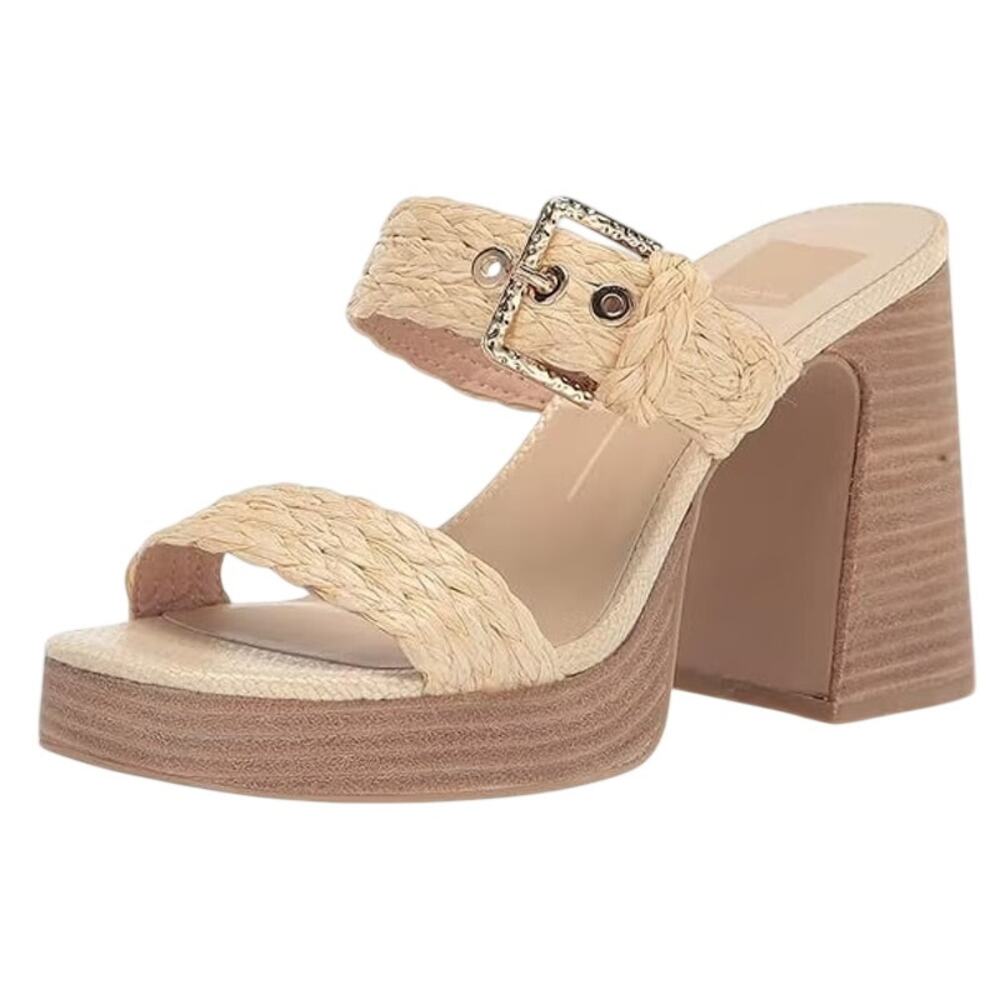 Dolce Vita Womens Landry Heeled Sandals SIZE 8.5 M Vanilla Raffia Cream NWOB